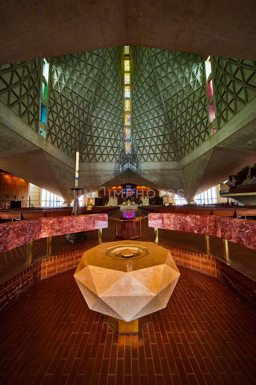 Image of Interior front entrance to Cathedral of Saint Mary of the Assumption with dry baptism fountain