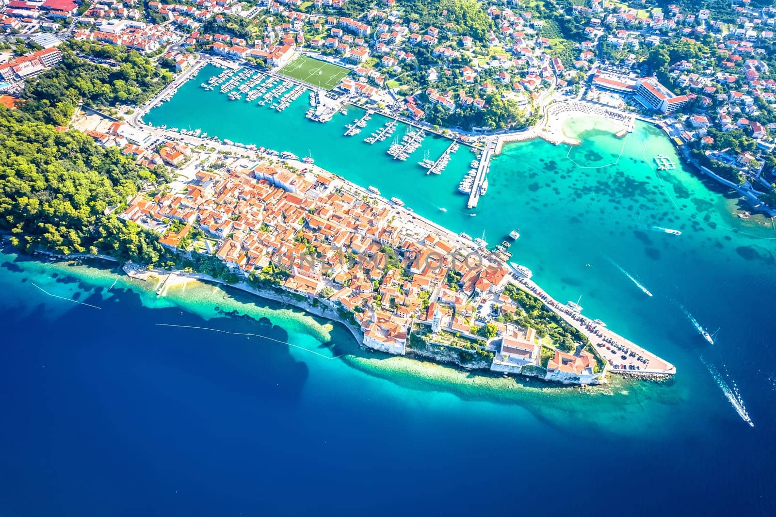 Historic town of Rab aerial view, Island of Rab by xbrchx