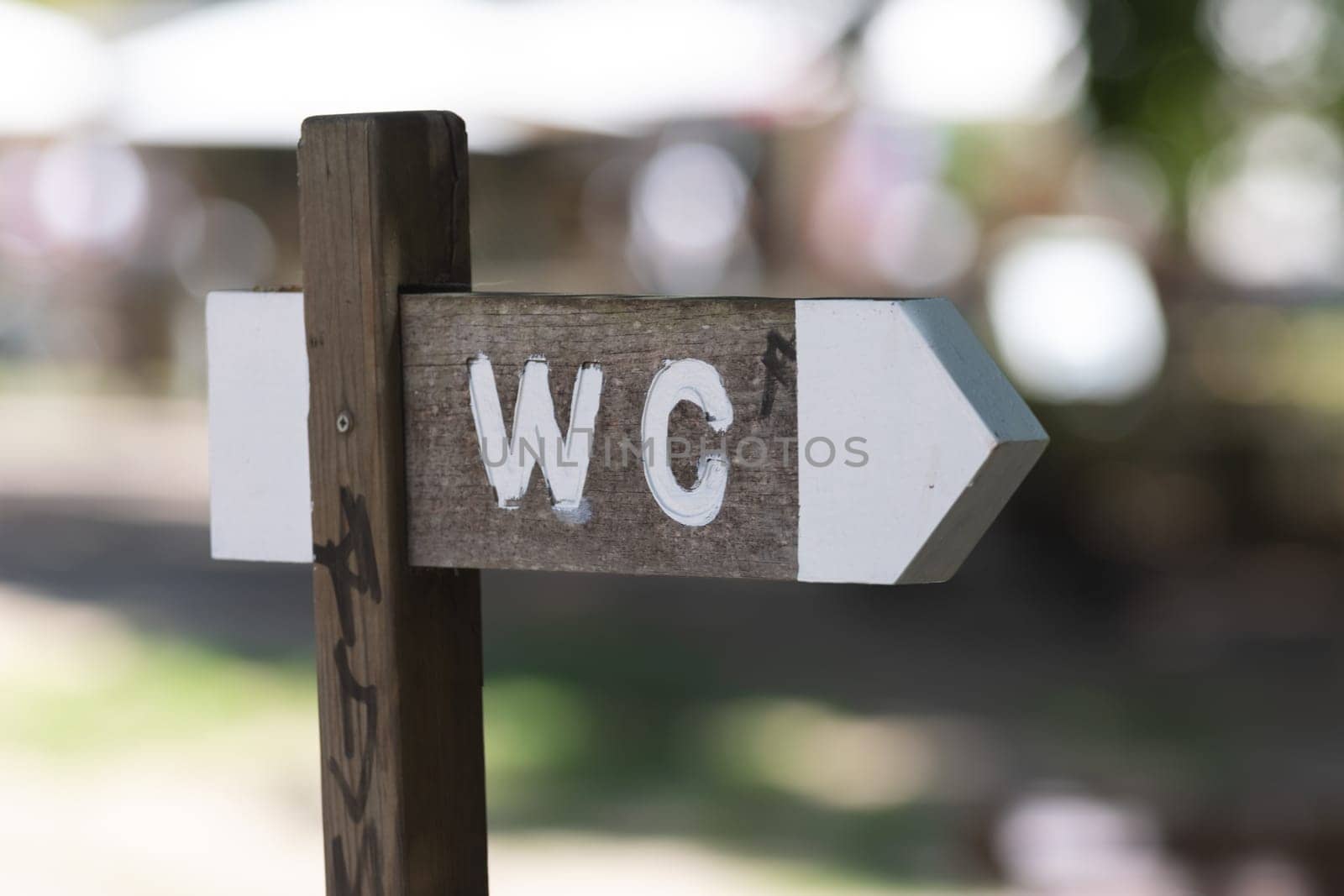 WC plate in the park. Mid shot