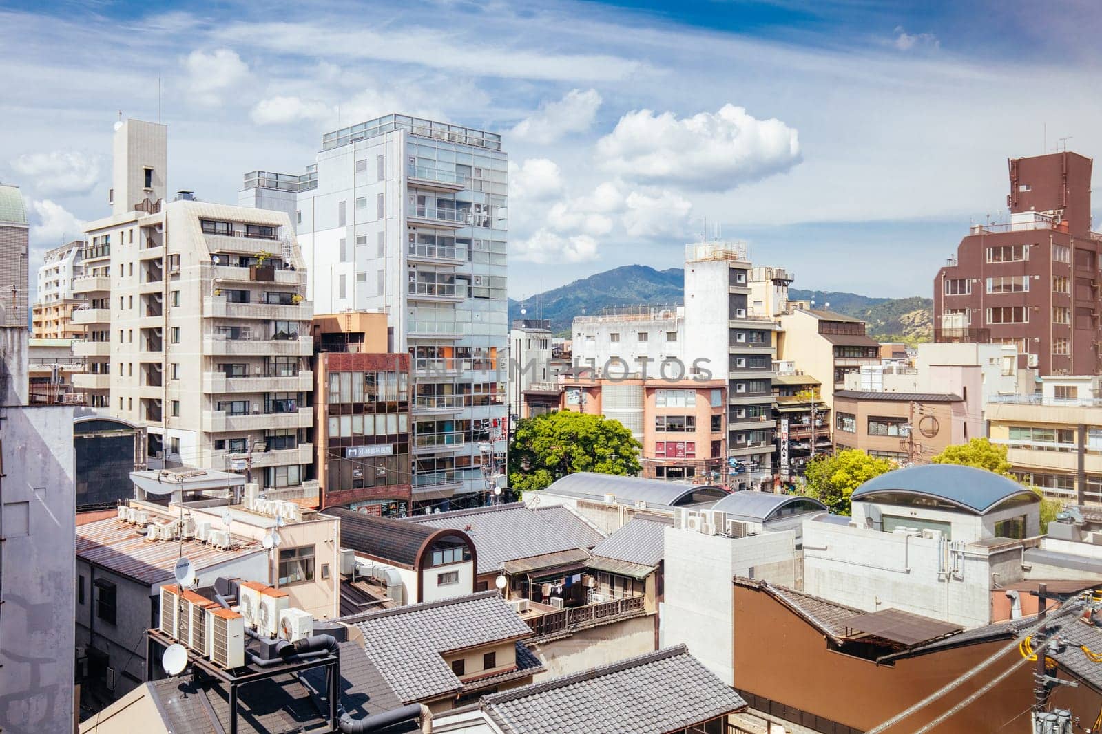 KYOTO, JAPAN - MAY 15, 2019: Beautiful traditional streetscape during the day in Kyoto, Japan