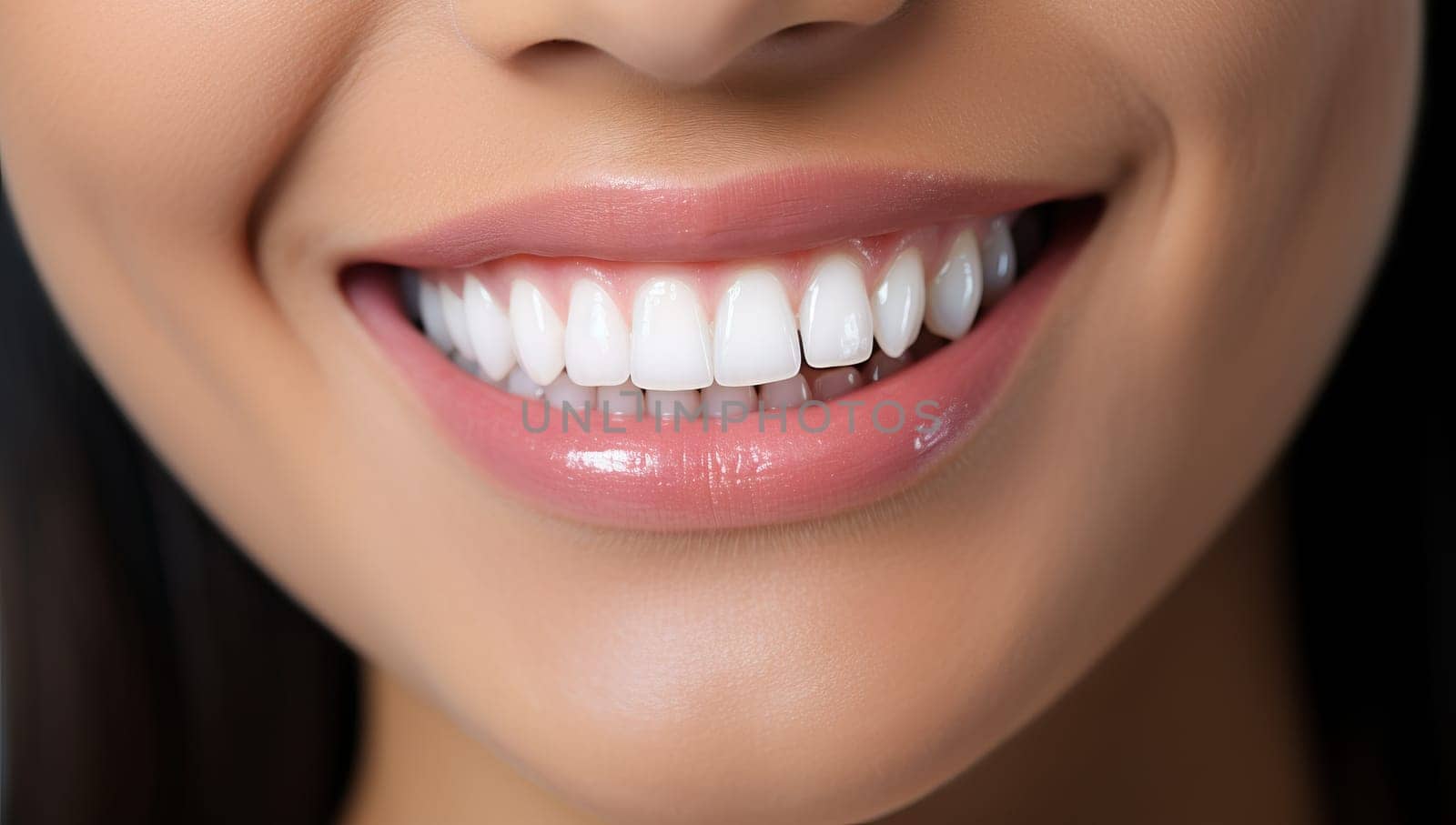 Close up of woman's perfect smile with white teeth