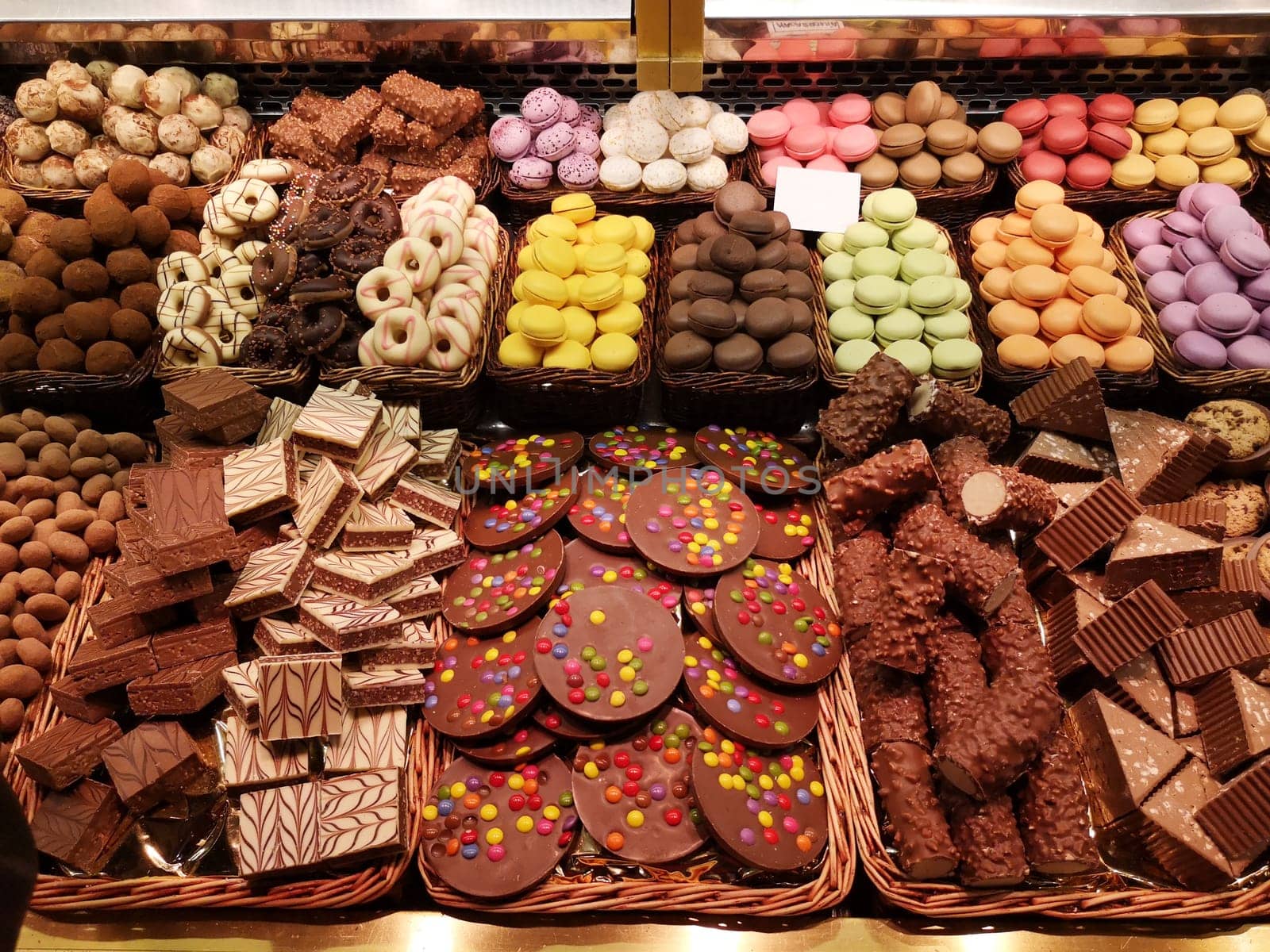 Sweet Candy Shop In Boqueria Market In Barcelona, Spain. High quality photo