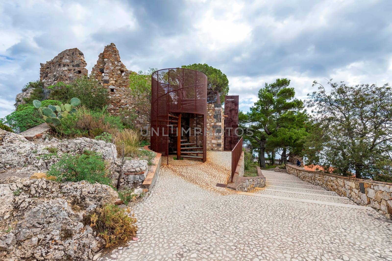 Castle ruins at Castelmola, Sicily, Italy