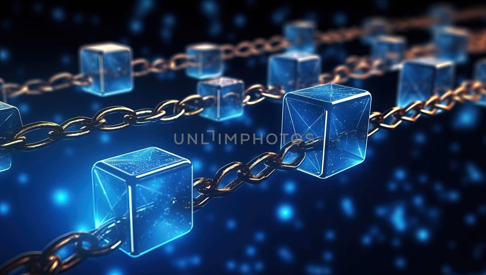 Blockchain Technology,  Secure Digital Chain Linking Blocks, Cryptocurrency Concept