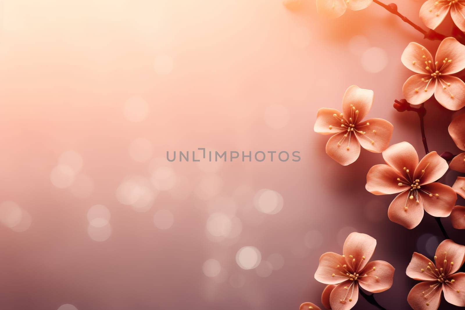 Cherry blossom flowers on branches with soft bokeh light background