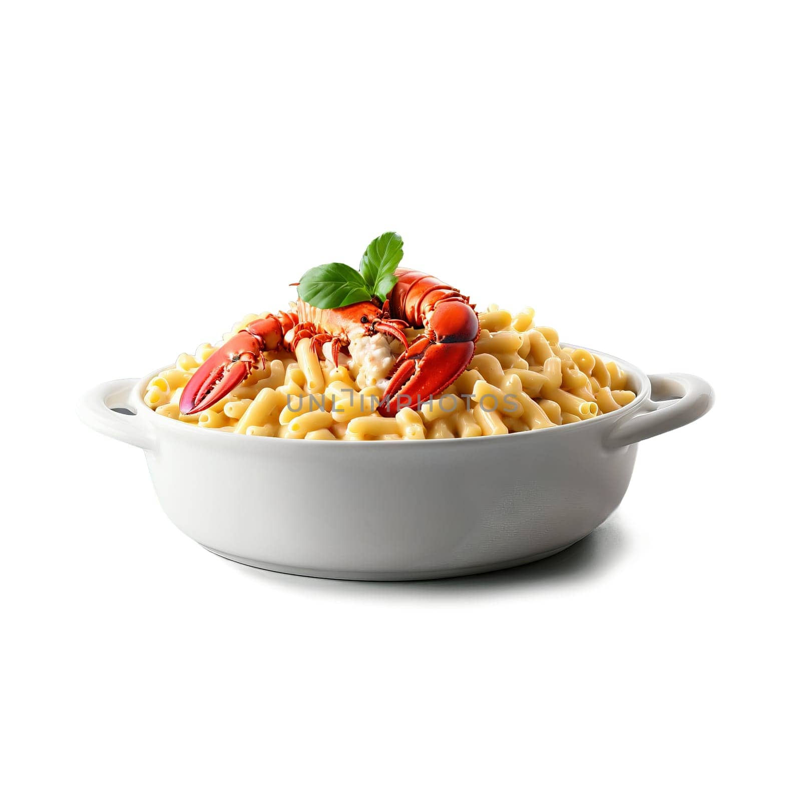 Lobster mac and cheese a decadent dish featuring tender lobster meat in a creamy cheesy. Food isolated on transparent background
