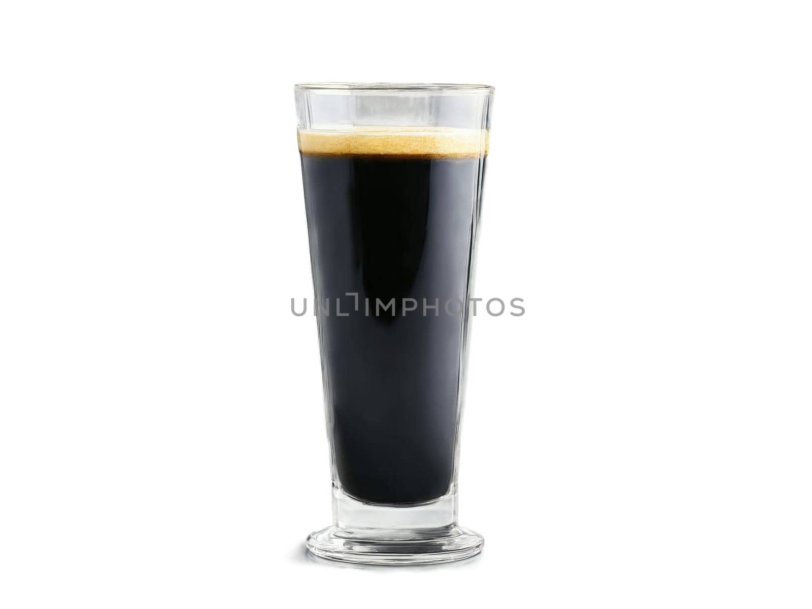 Long Black A strong long black in a simple glass with a smooth dark surface. Drink isolated on transparent background.