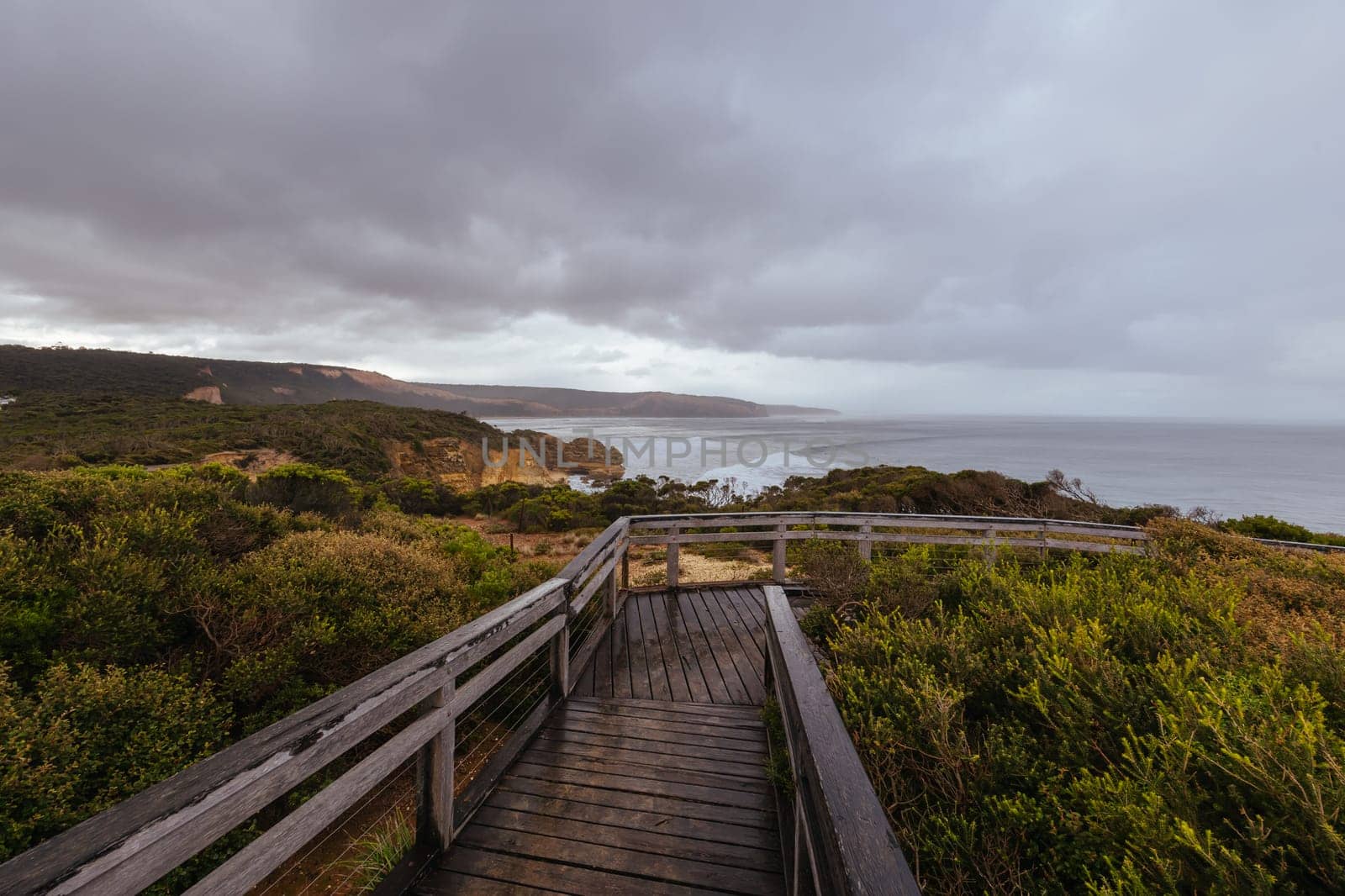 Point Addis Beach and ocean on a stormy cool autumn day near Torquay, Victoria, Australia