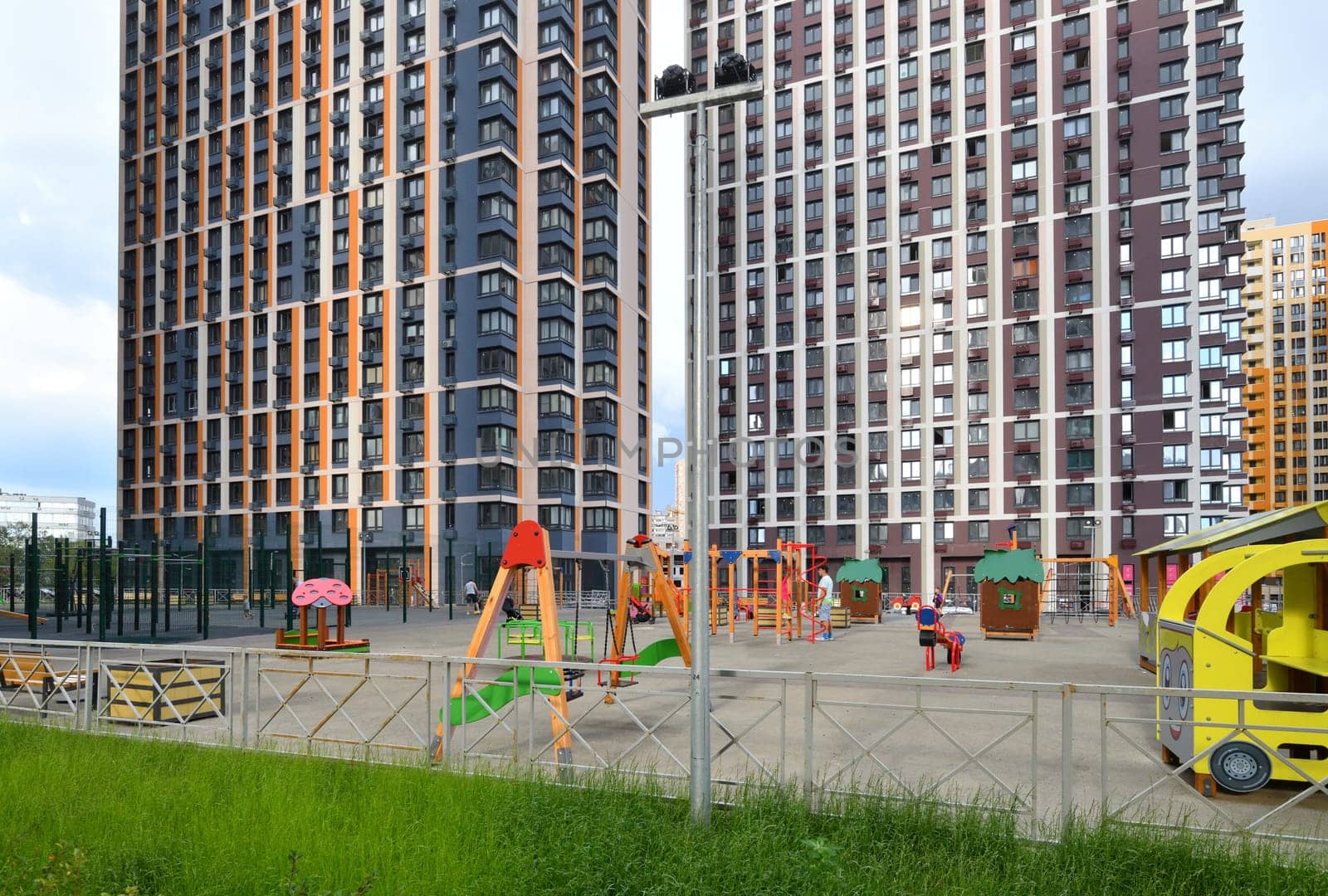 Moscow, Russia - July 21. 2024. Modern urban city style in area of new buildings