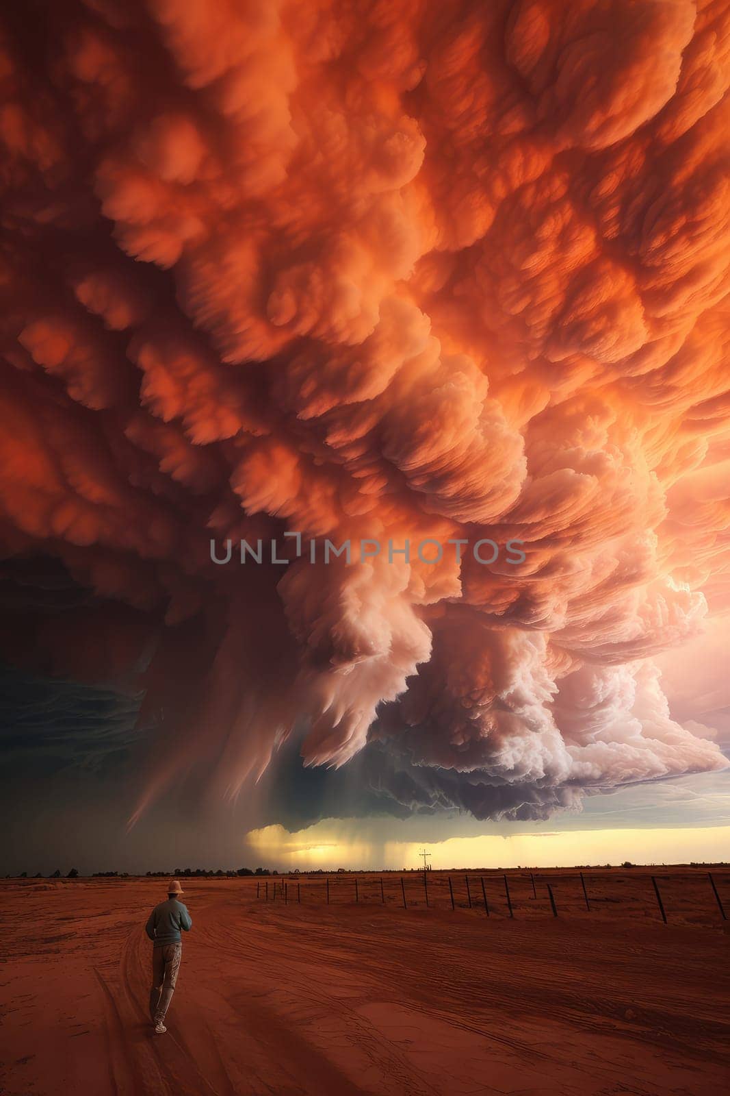 A massive tornado spirals upward in a dramatic sunset sky.