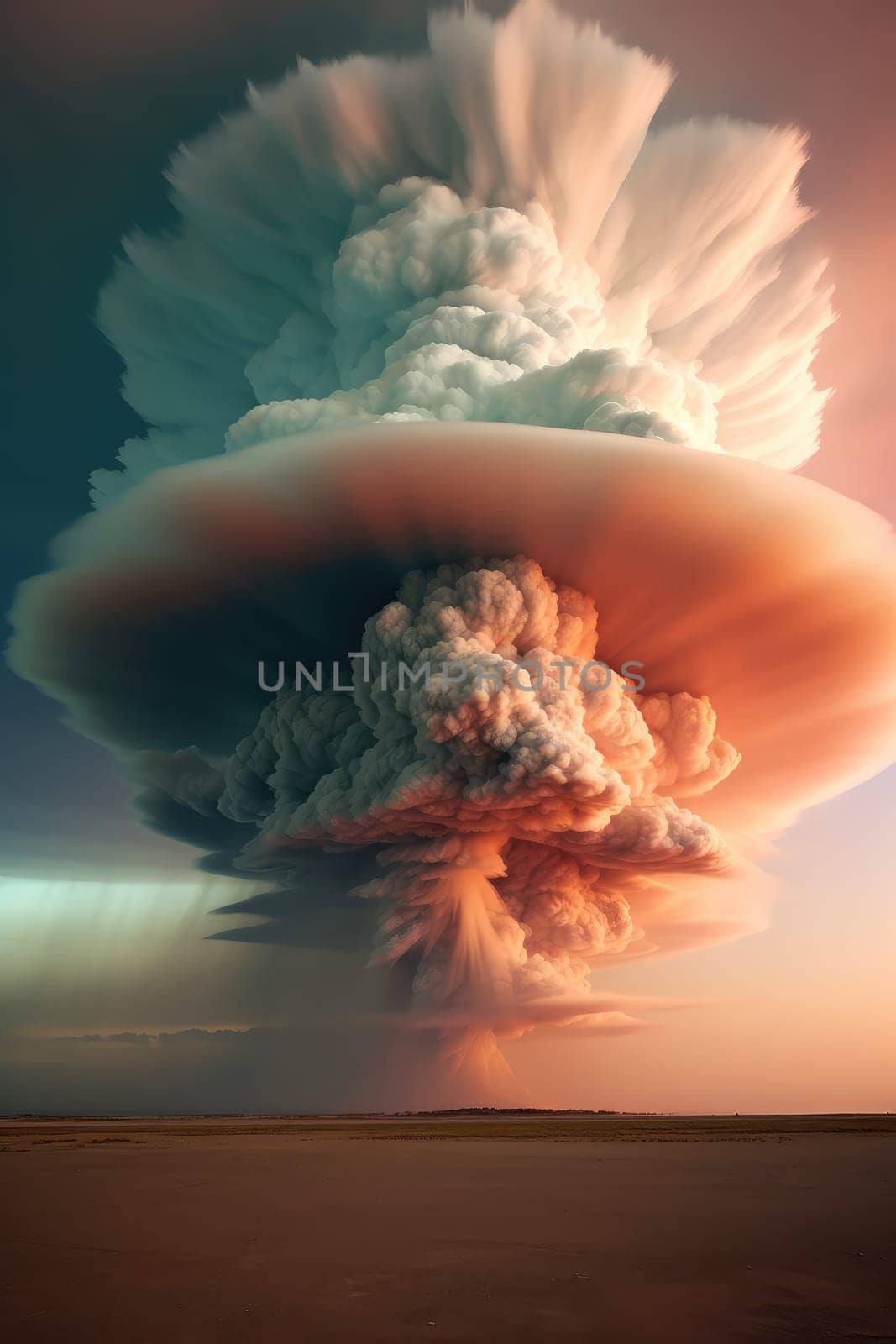 A massive tornado spirals upward in a dramatic sunset sky.