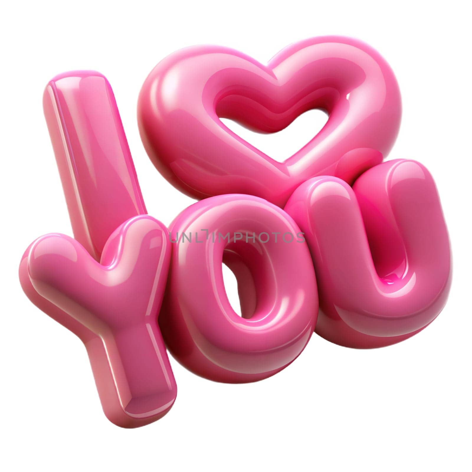 I love you lettering isolated on white background. 3D calligraphy for greeting cards, banners etc. Ai generated image
