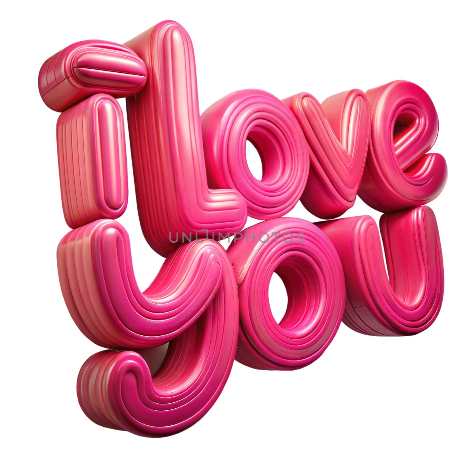 I love you lettering isolated on white background. 3D calligraphy for greeting cards, banners etc. Ai generated image