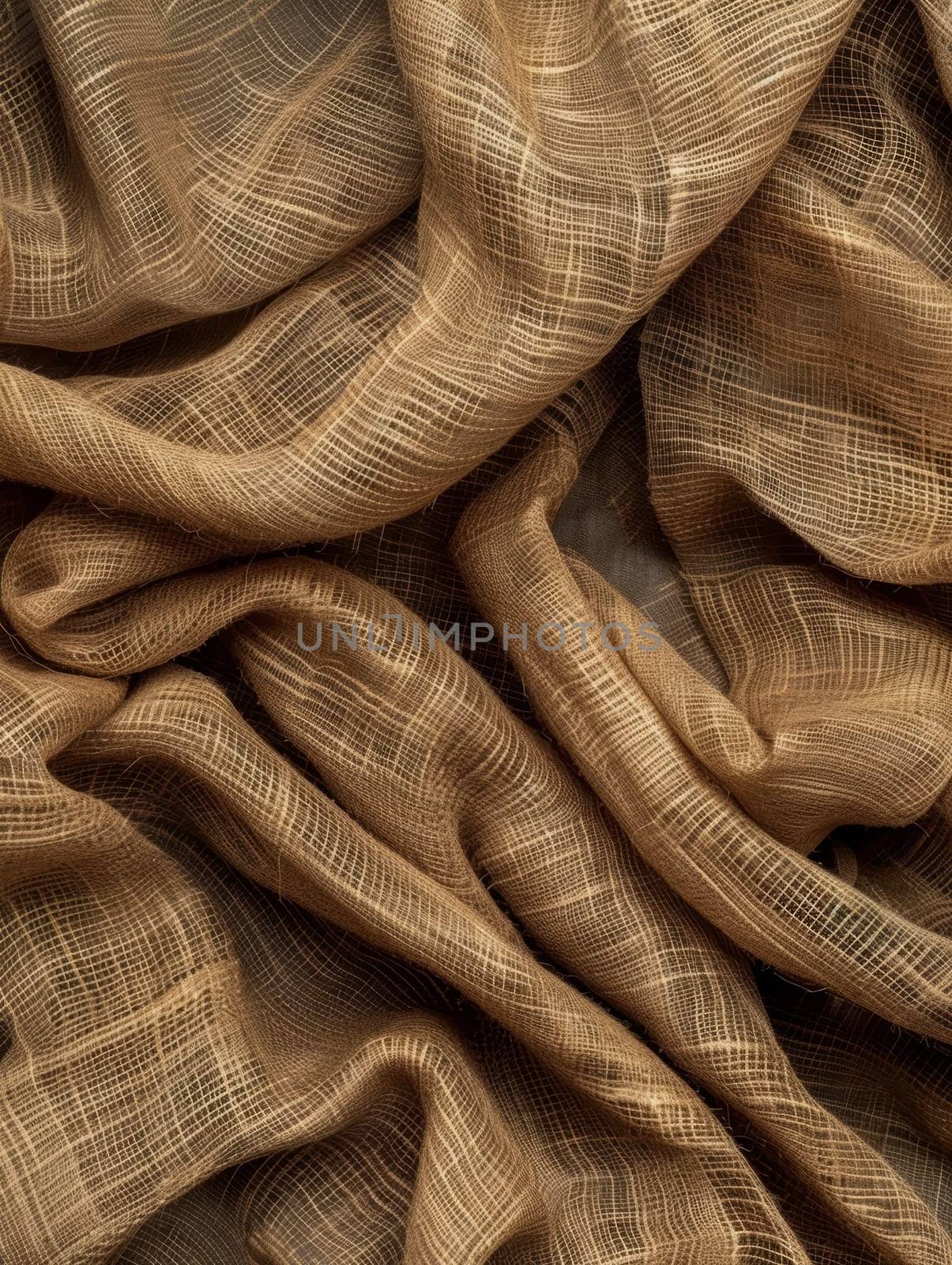 High-quality, close-up shot of brown burlap fabric showcasing the intricacy of its woven texture, perfect for backgrounds or design elements