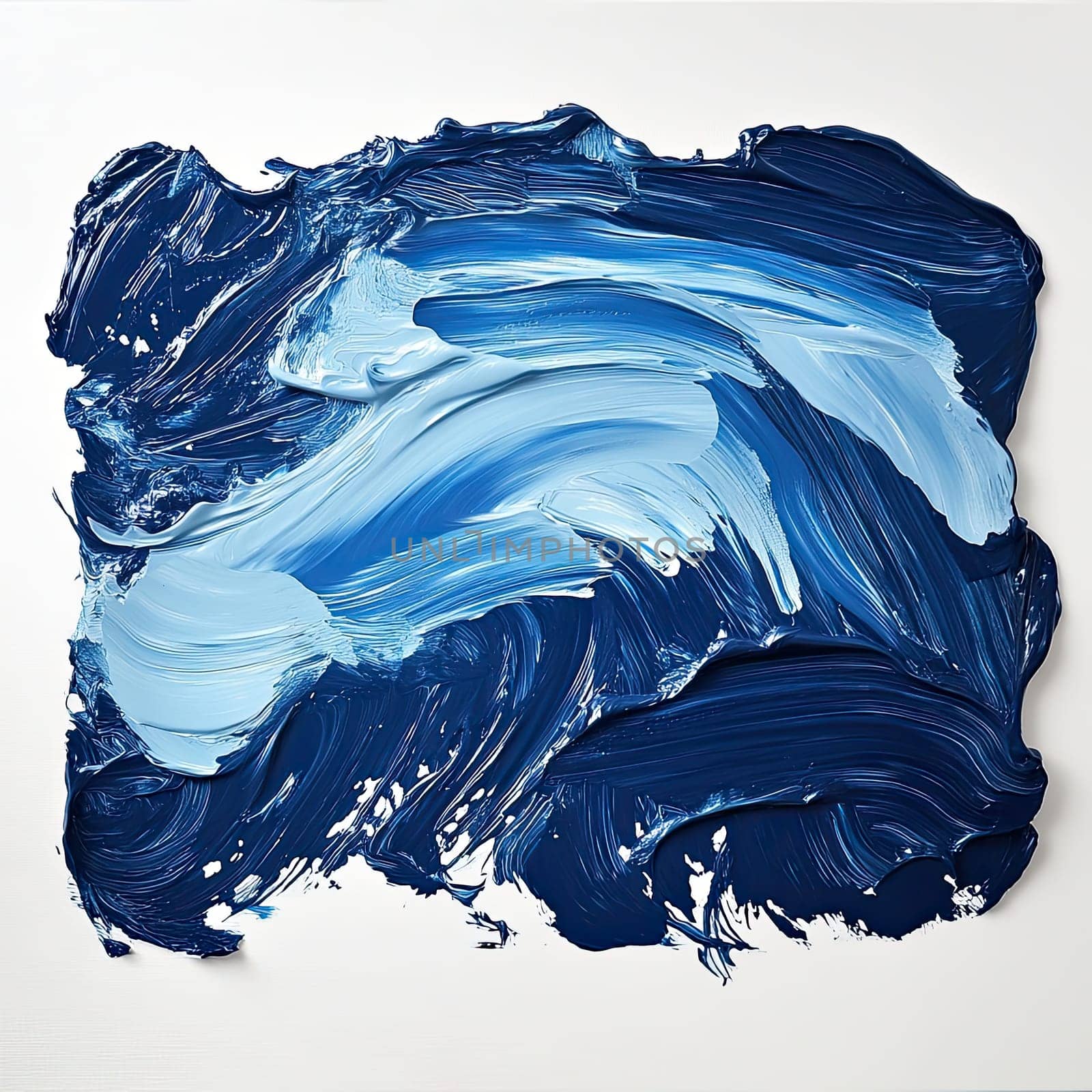 This artwork showcases a swirling ocean wave, with lively brushstrokes in shades of blue and hints of orange. The colors blend seamlessly to create movement and depth.