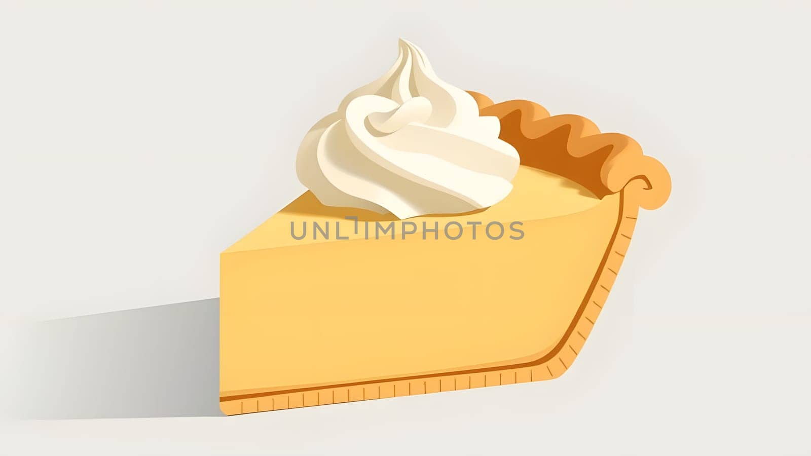A slice of pie is displayed with a dollop of whipped cream on top, showcasing its buttery crust and smooth filling. This dessert looks enticing and perfect for any sweet tooth.