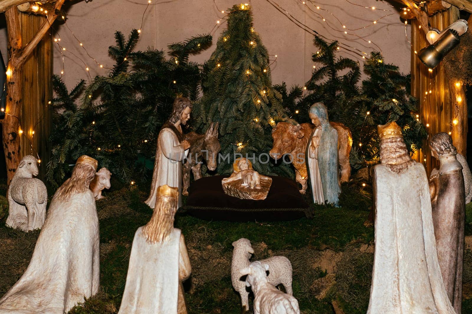 Christmas creche with Joseph Mary and small Jesus