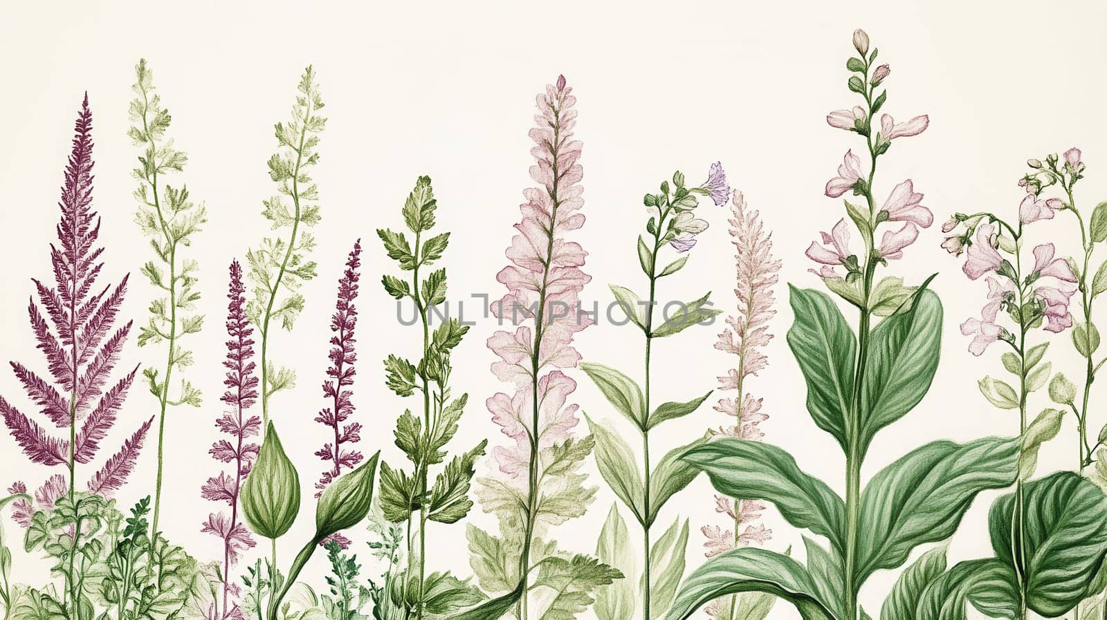 Detailed botanical watercolor illustration on light