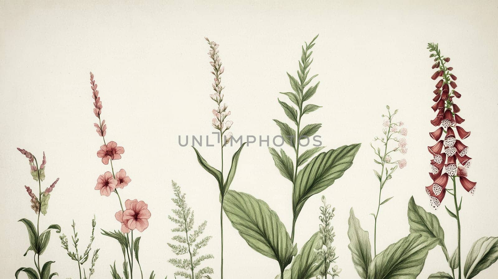 Detailed botanical watercolor illustration on light