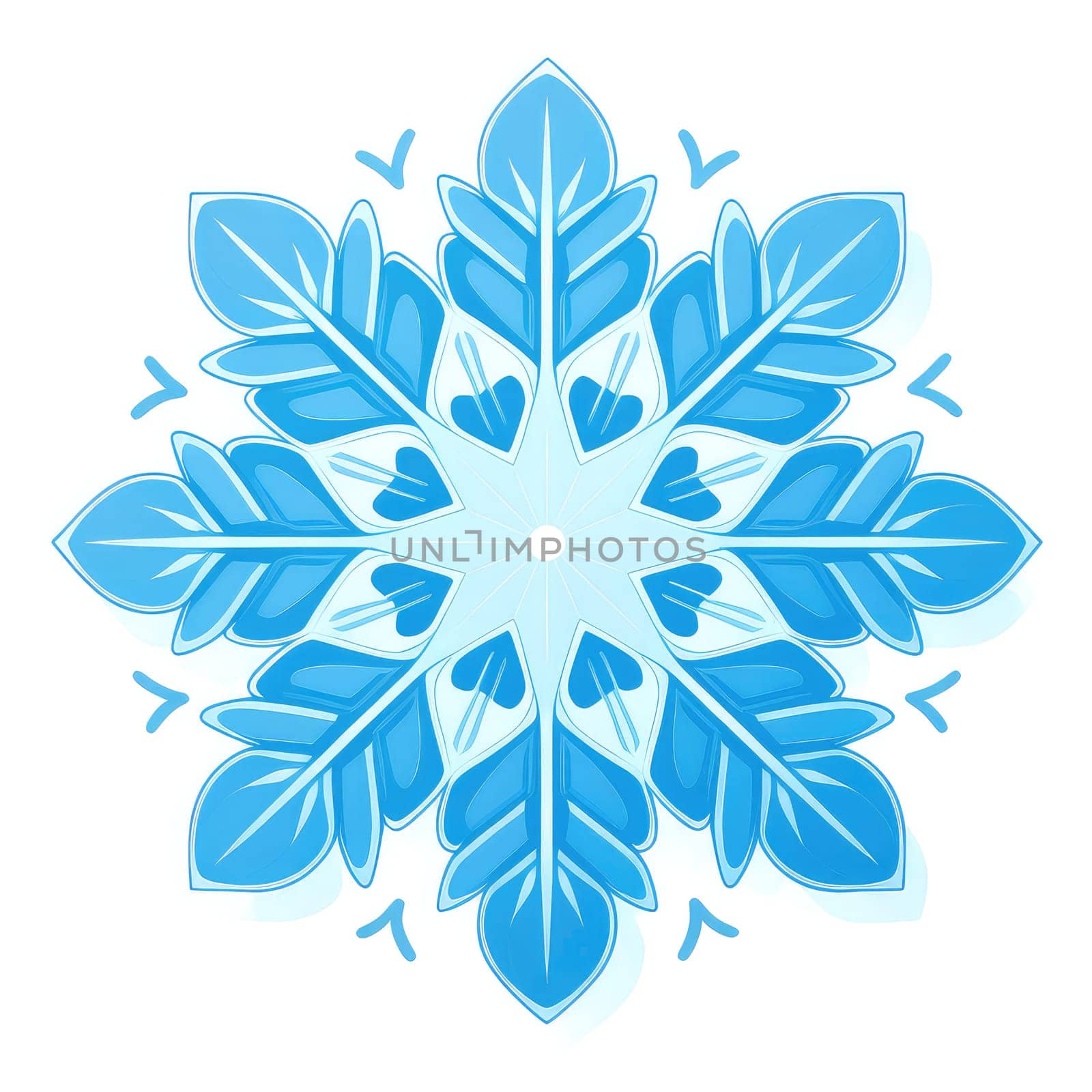 Decorative graphic design element in the form of a snowflake. 