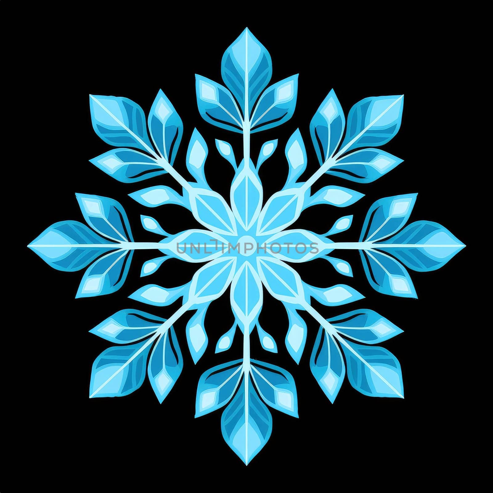 Decorative graphic design element in the form of a snowflake. 