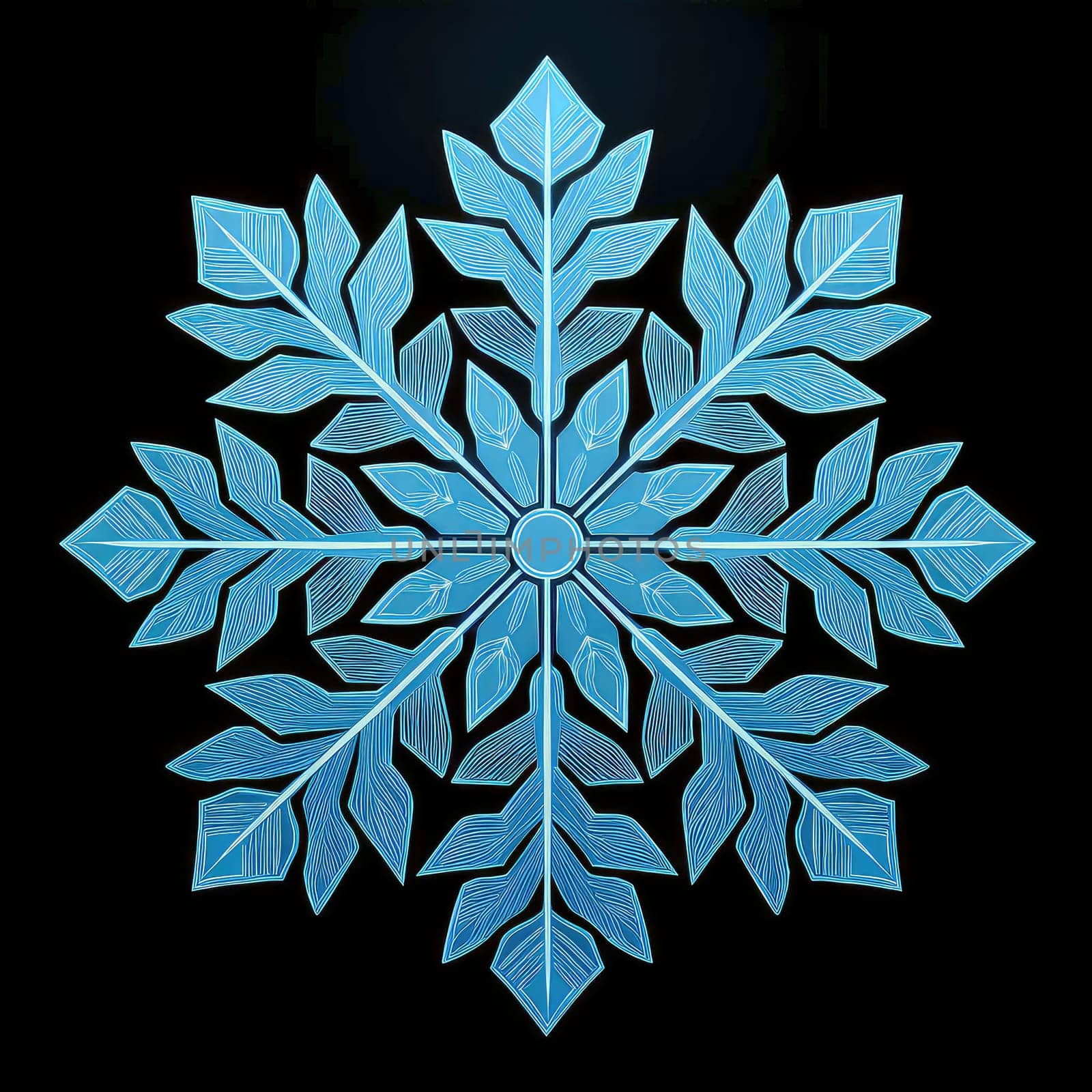 Decorative graphic design element in the form of a snowflake. 