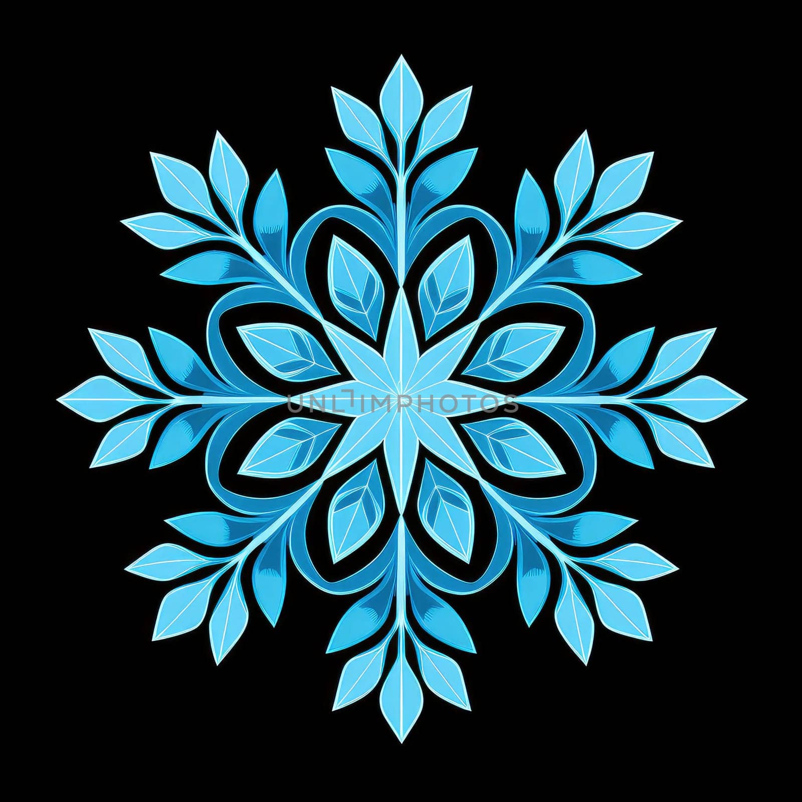 Decorative graphic design element in the form of a snowflake. 