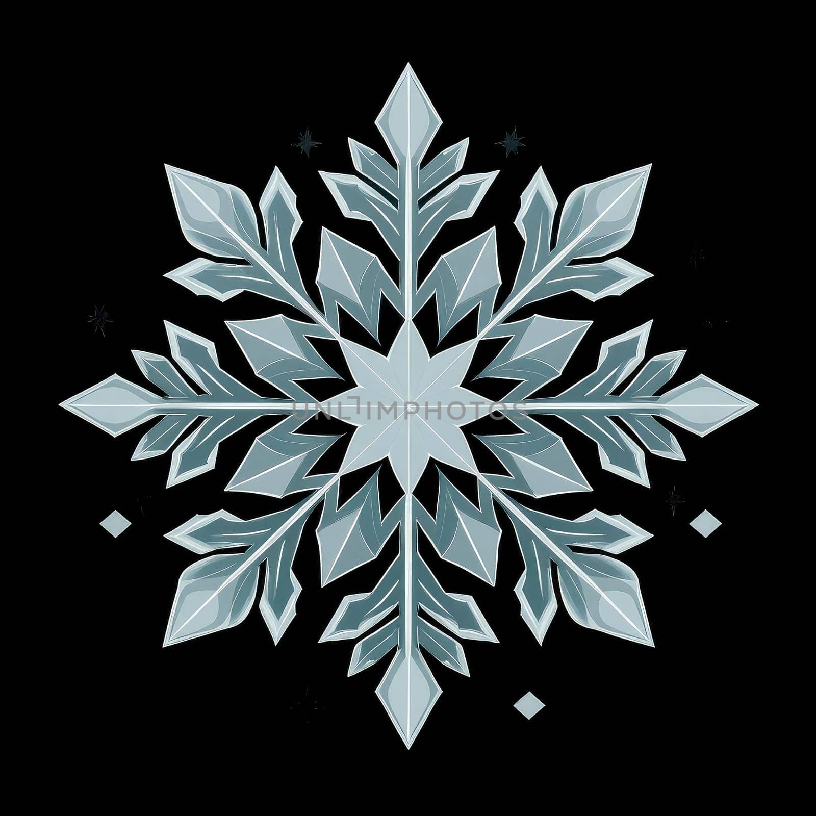 Decorative graphic design element in the form of a snowflake. 