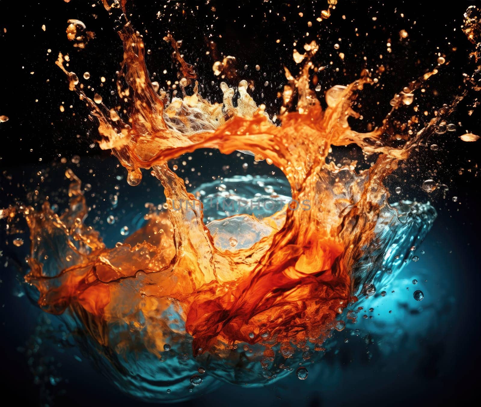 Fiery flames clash with surging water in a dynamic battle of elements. The wild flame battles the cool water in an iconic elemental confrontation.