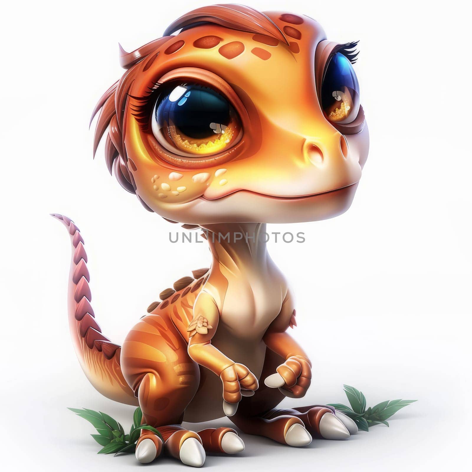 Cute baby velociraptor on white background for children's dinosaur theme. baby