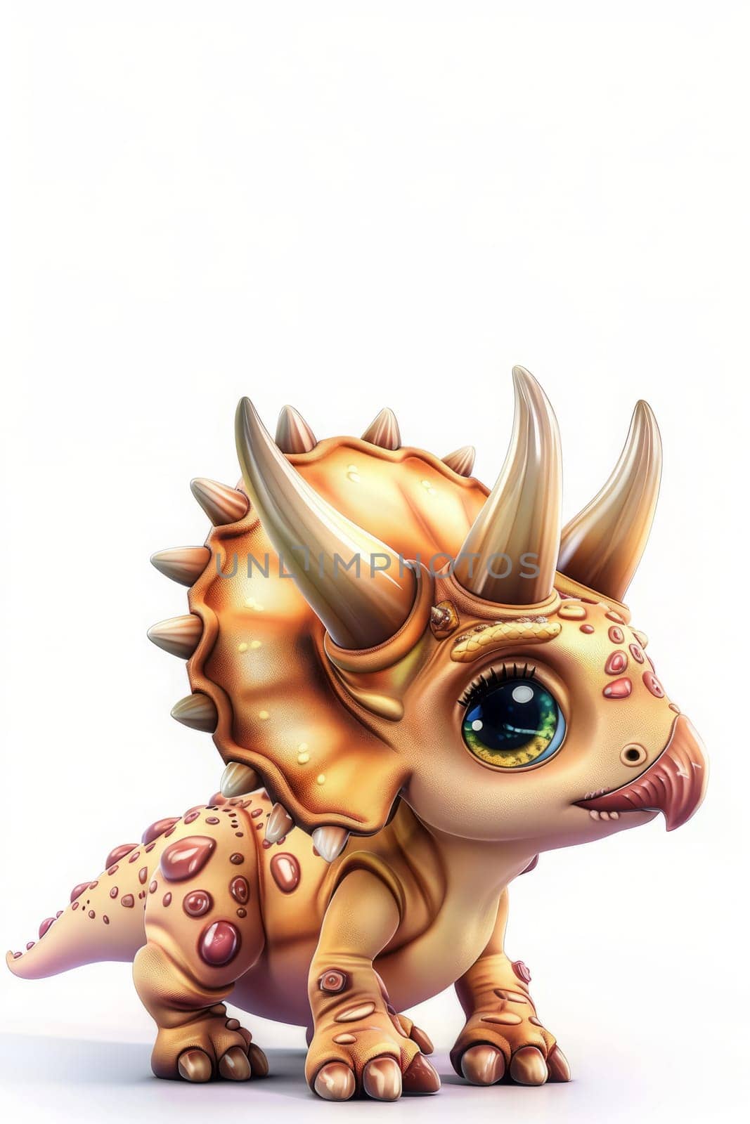 Cute baby triceratops on white background - adorable prehistoric dinosaur illustration. baby