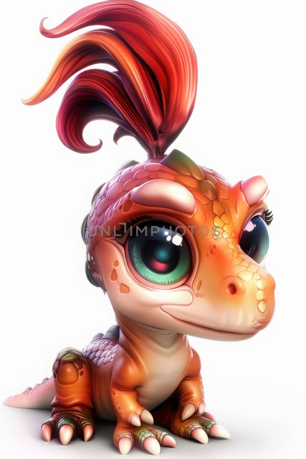 Adorable baby therizinosaurus with vibrant plumage on white background for children's decor. baby