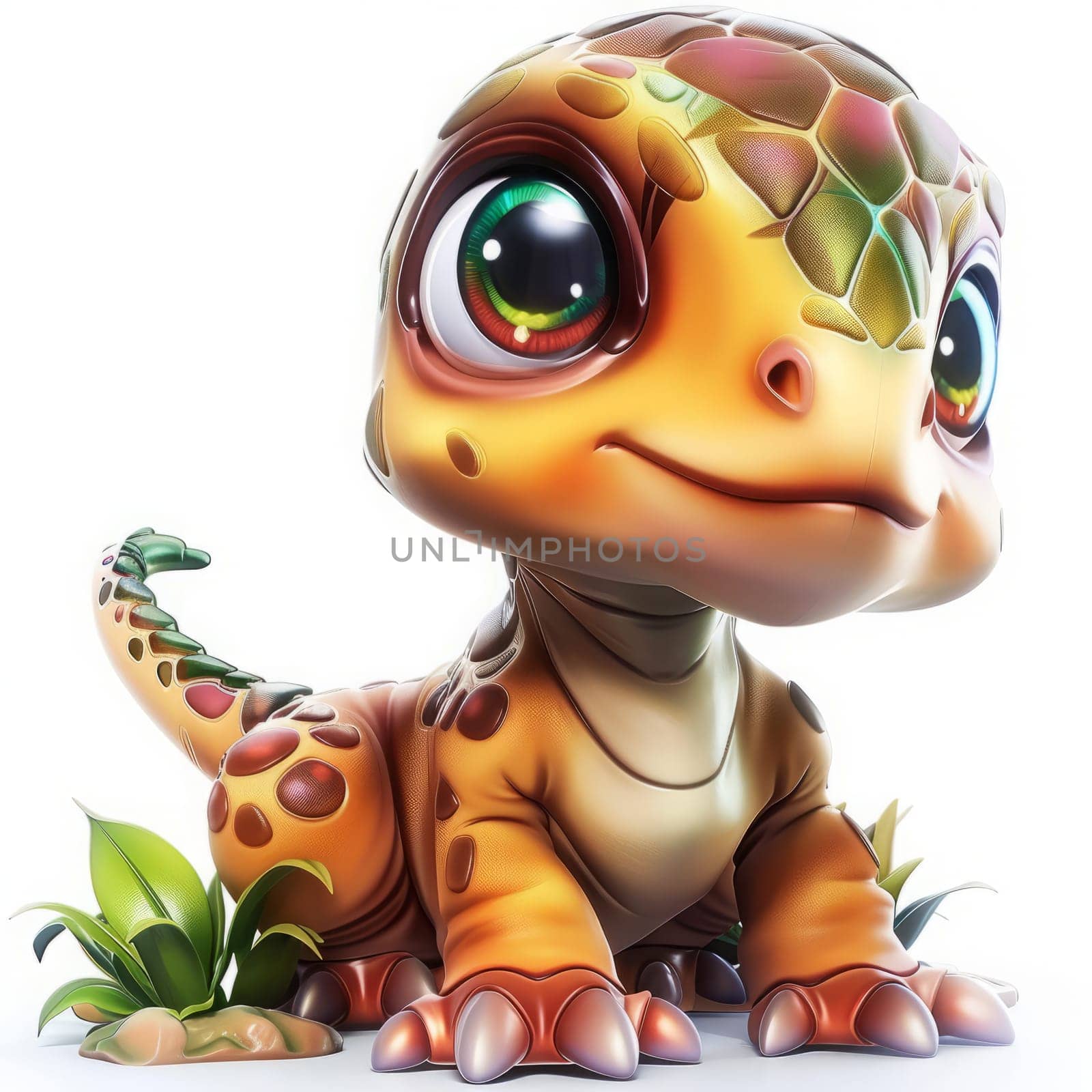 Adorable baby megalosaurus on white background for dinosaur-themed designs. baby