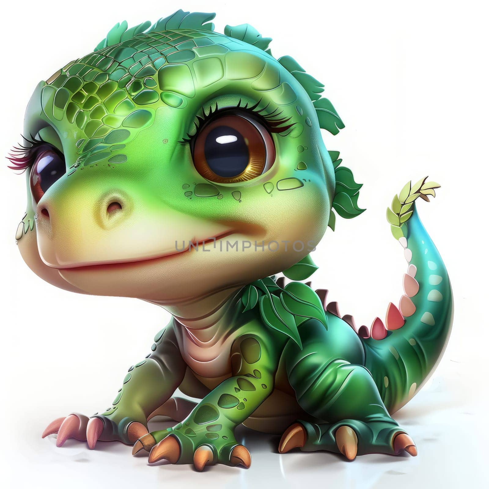 Adorable baby iguanodon on white background for dinosaur-themed design. baby