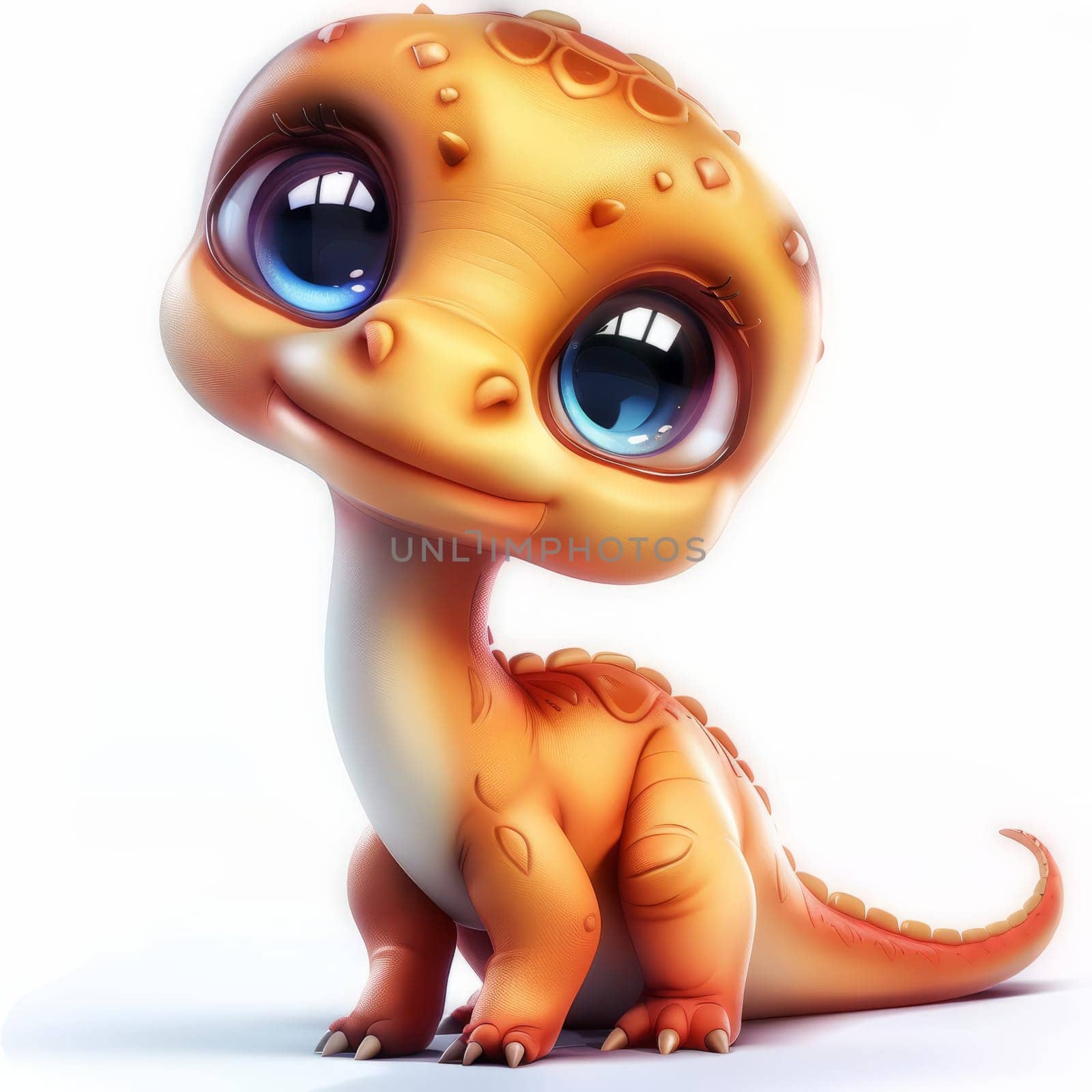 Adorable cartoon baby gallimimus dinosaur on white background for children's design. baby