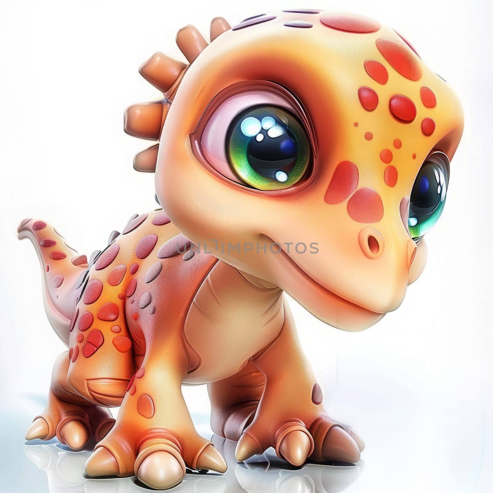 Adorable baby iguanodon on white background for dinosaur-themed designs. baby
