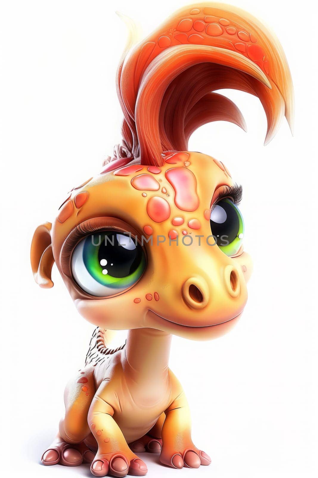 Cute baby diplodocus with vibrant features isolated on white background for children's decor. baby