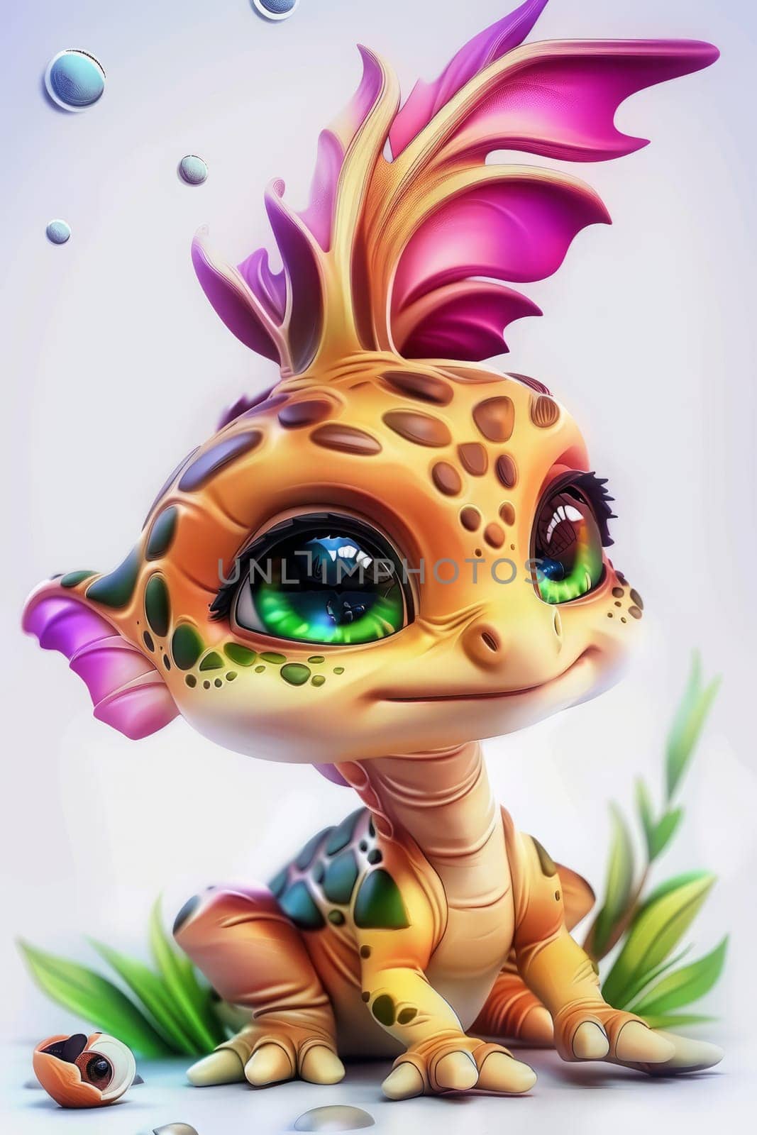 Adorable baby coelophysis dinosaur with colorful details on white background. baby