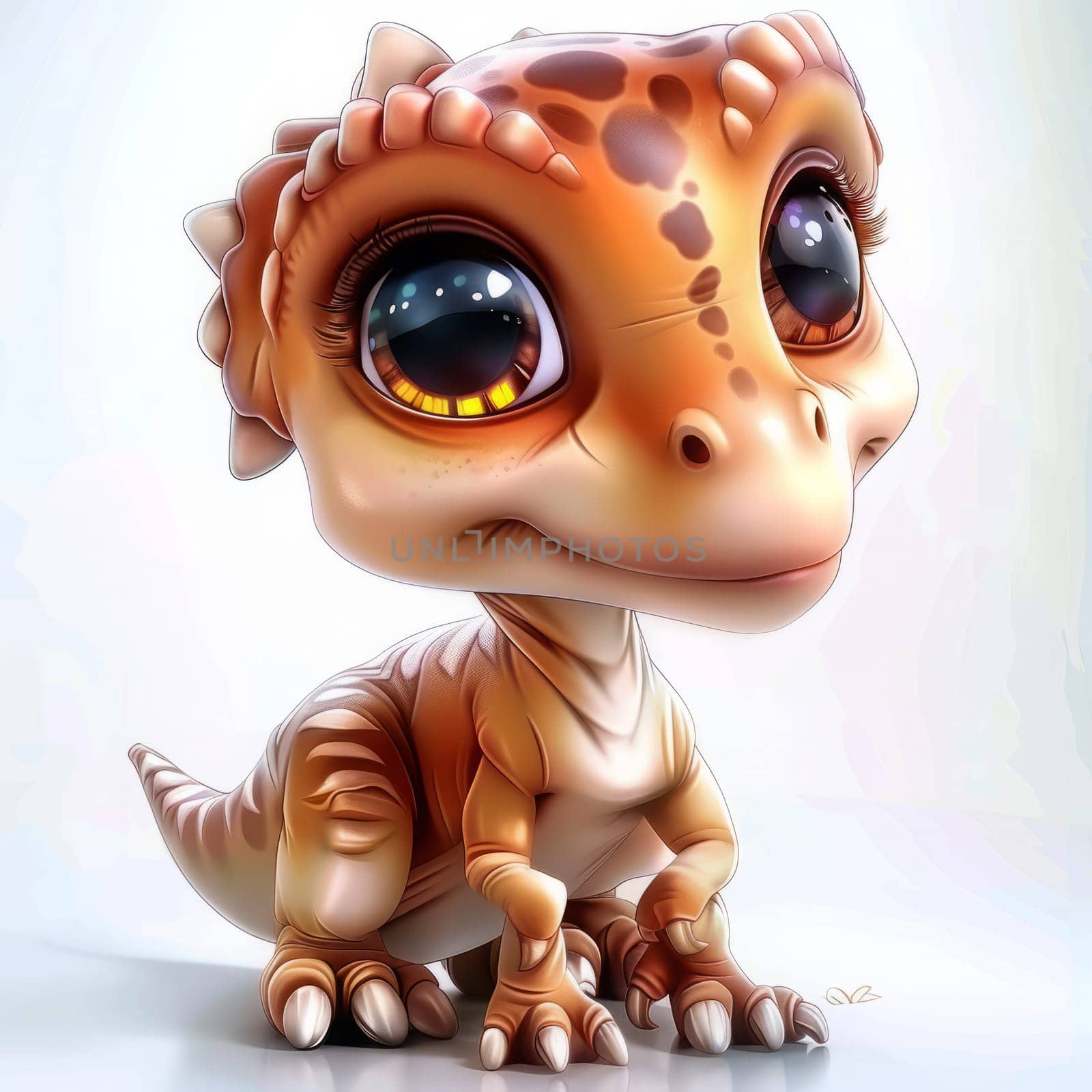 Adorable baby carnotaurus on white background for dinosaur-themed designs. baby