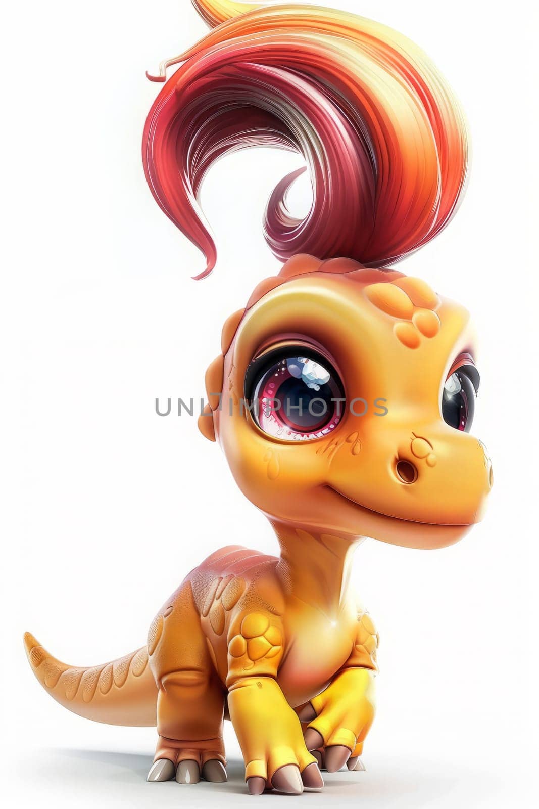 Adorable baby apatosaurus with vibrant colors on white background. baby