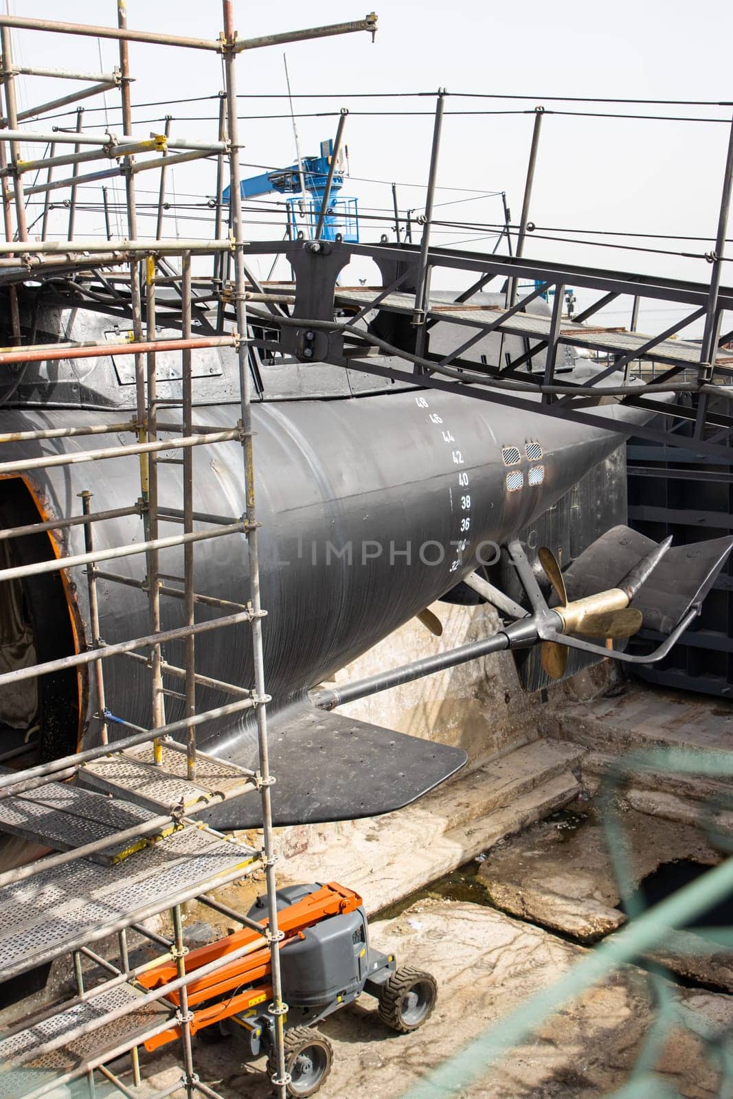 Manufacturing of diesel-electric submarine - construction of warship, daylight