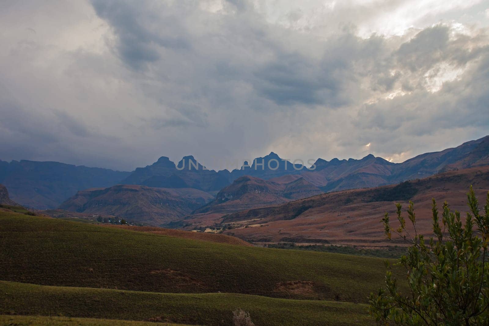 Sunset at Cathedral Peak in the Drakensberg Mountains. KwaZulu-Natal Province, South Africa