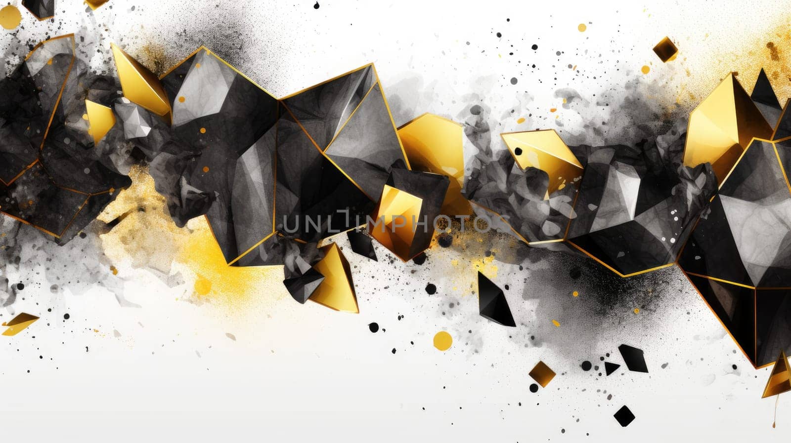 Abstract watercolor artwork mixed with buzzy geometric shapes for background of social media banner generative AI image