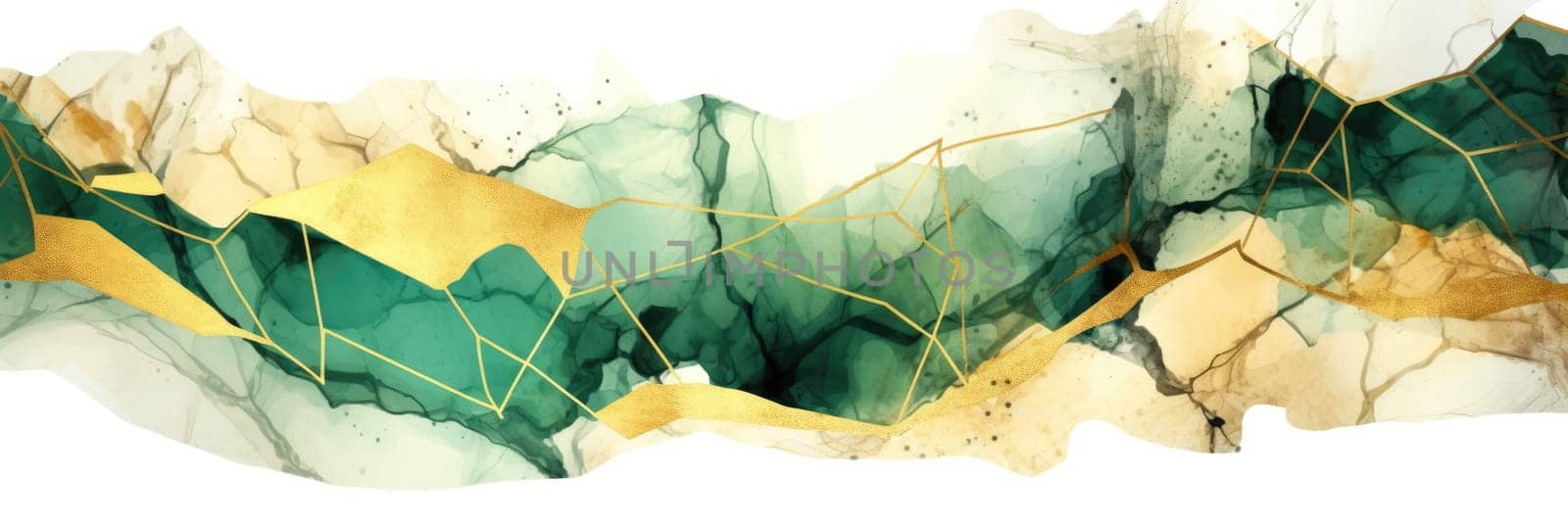 Abstract watercolor artwork mixed with buzzy geometric shapes for background of social media banner generative AI image