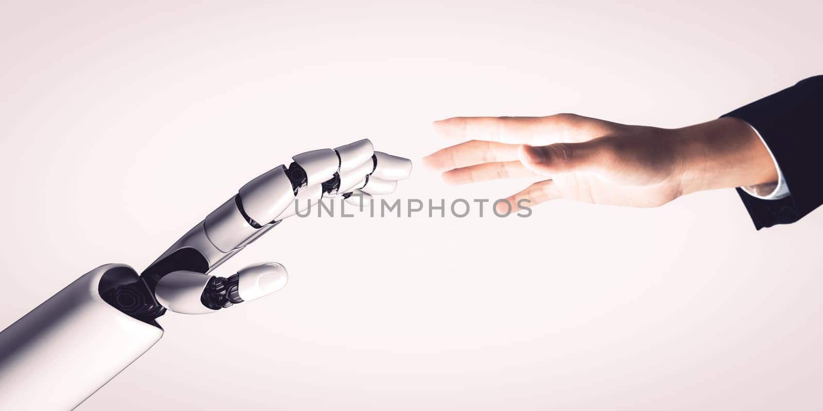 Future artificial intelligence robot and cyborg. 3D illustration. by biancoblue