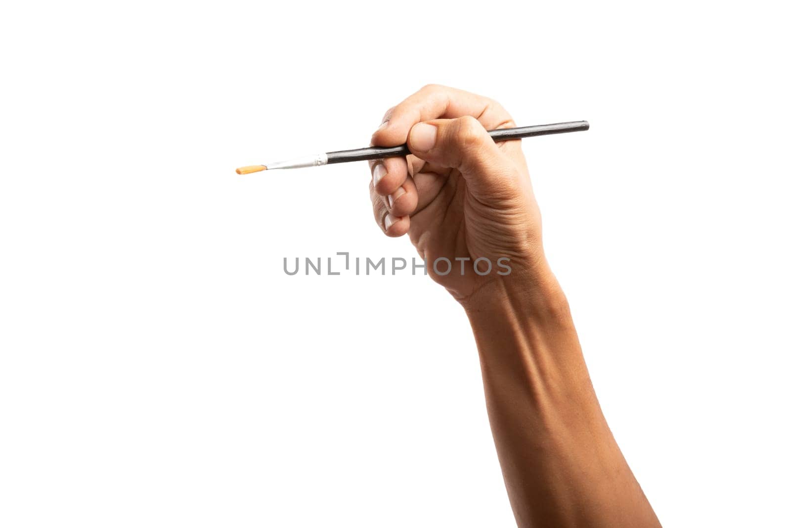 Black male hand holding a paint brush no background by TropicalNinjaStudio