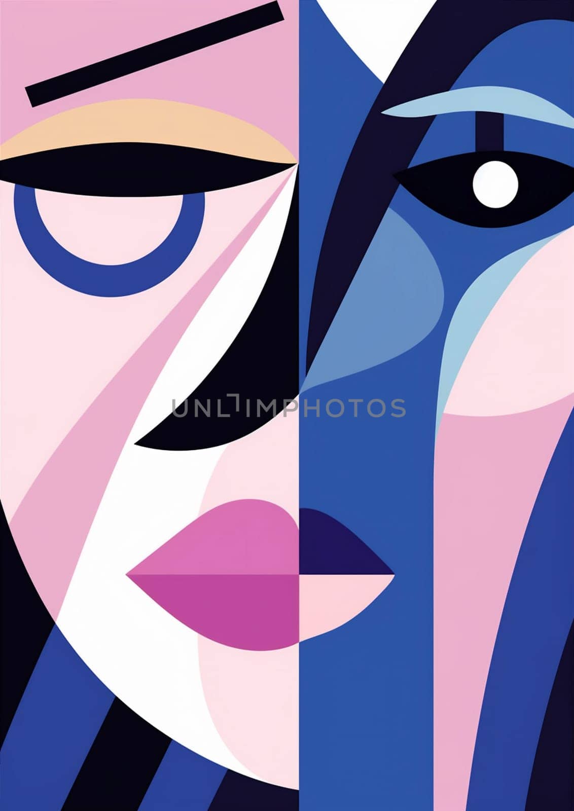 woman modern poster cubist modernism element cubism silhouette competition face character background fashion graphic abstract design health print minimalist white portrait. Generative AI.