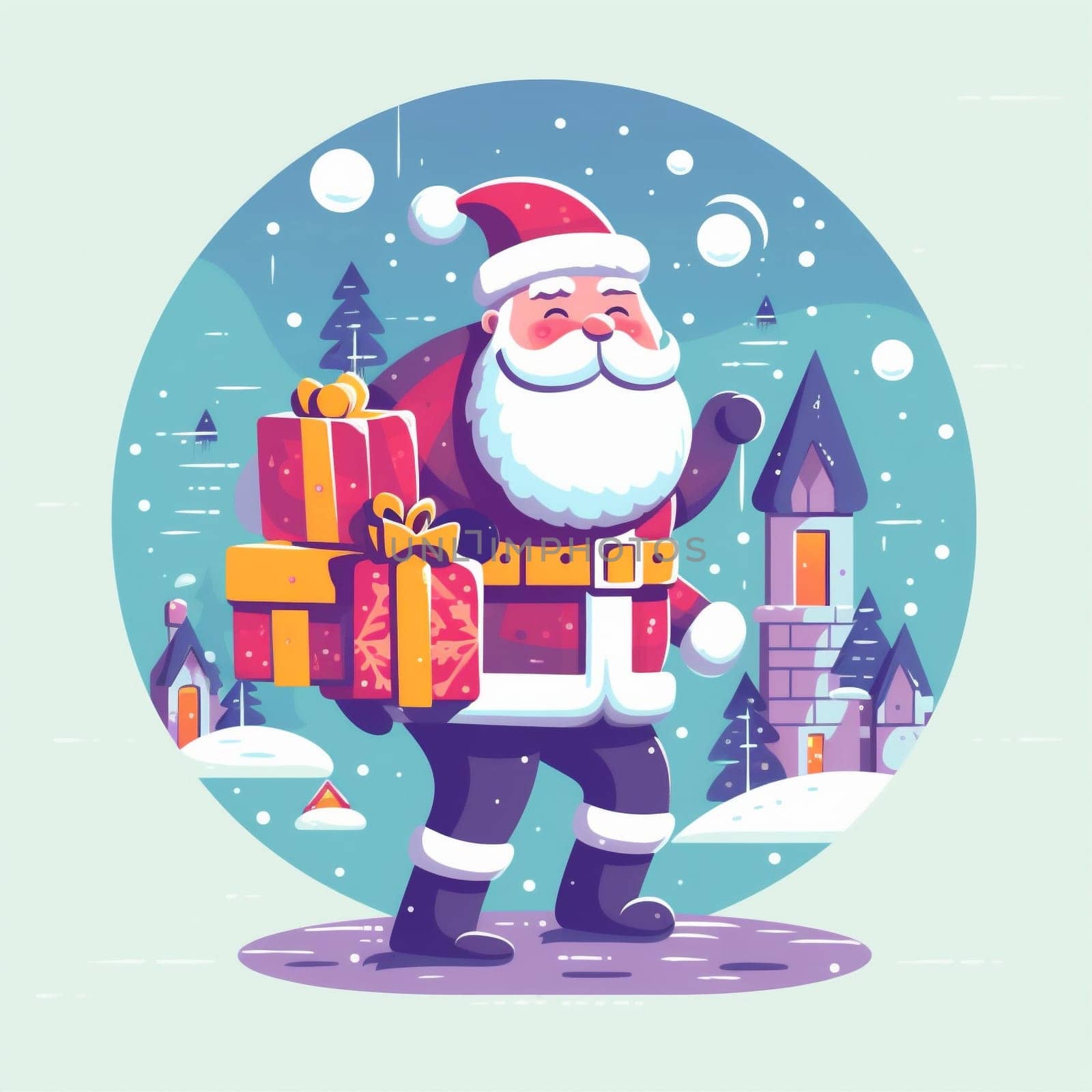 cartoon claus santa christmas holiday gift winter red present illustration. Generative AI. by Vichizh