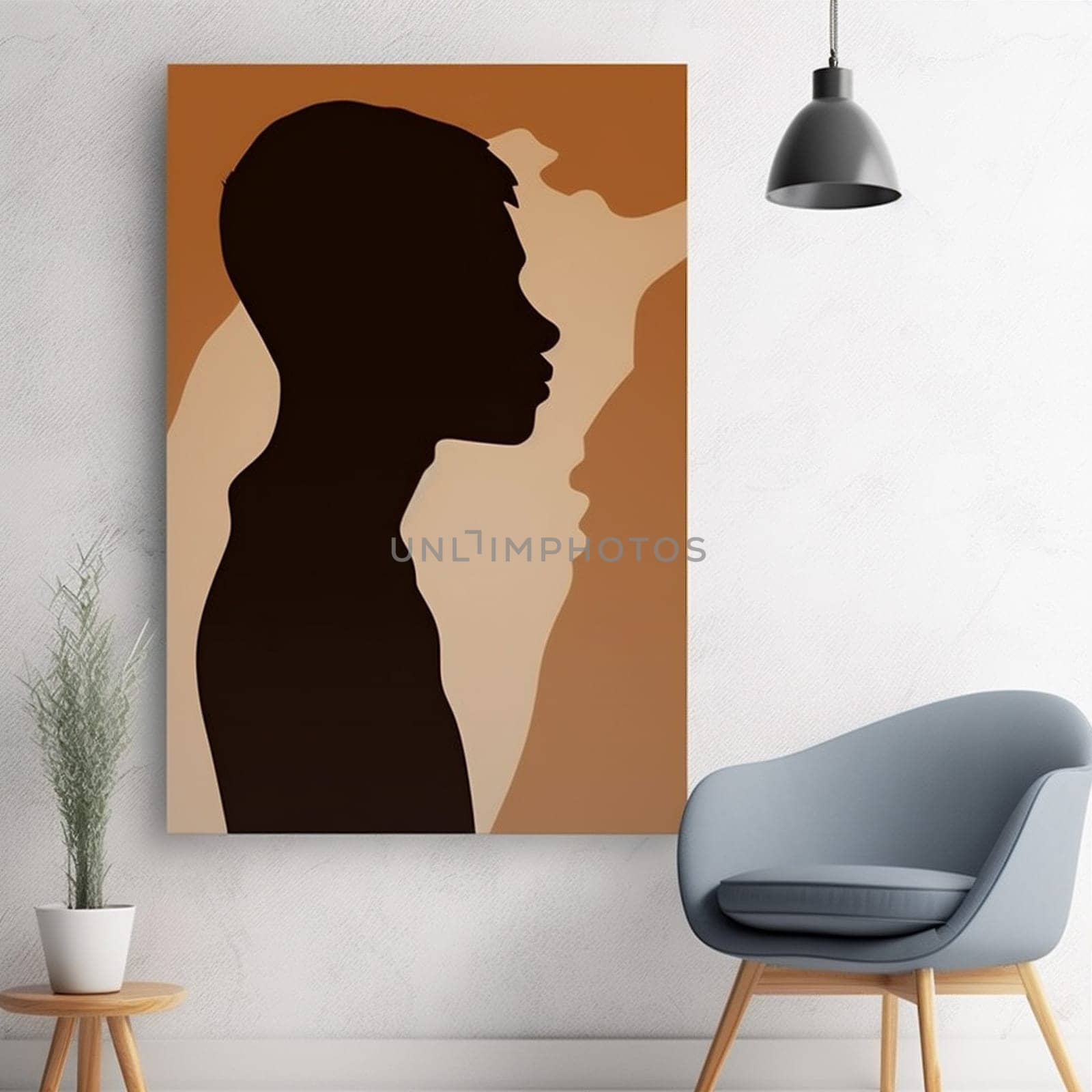 man contrast african face guy black poster silhouette avatar head profile. Generative AI. by Vichizh