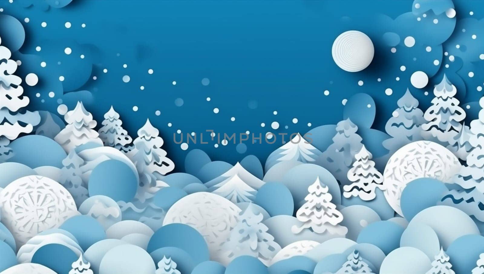 background greeting tree creative snow christmas snowflakes christmas paper new tree design merry year art decoration festive winter white scene origami blue year. Generative AI.